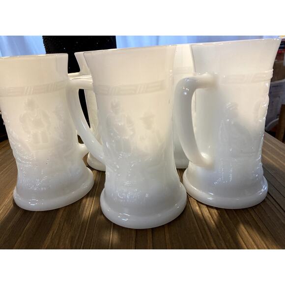 Federal Milk Glass, Beer Stein tavern scene - Picture 1 of 4